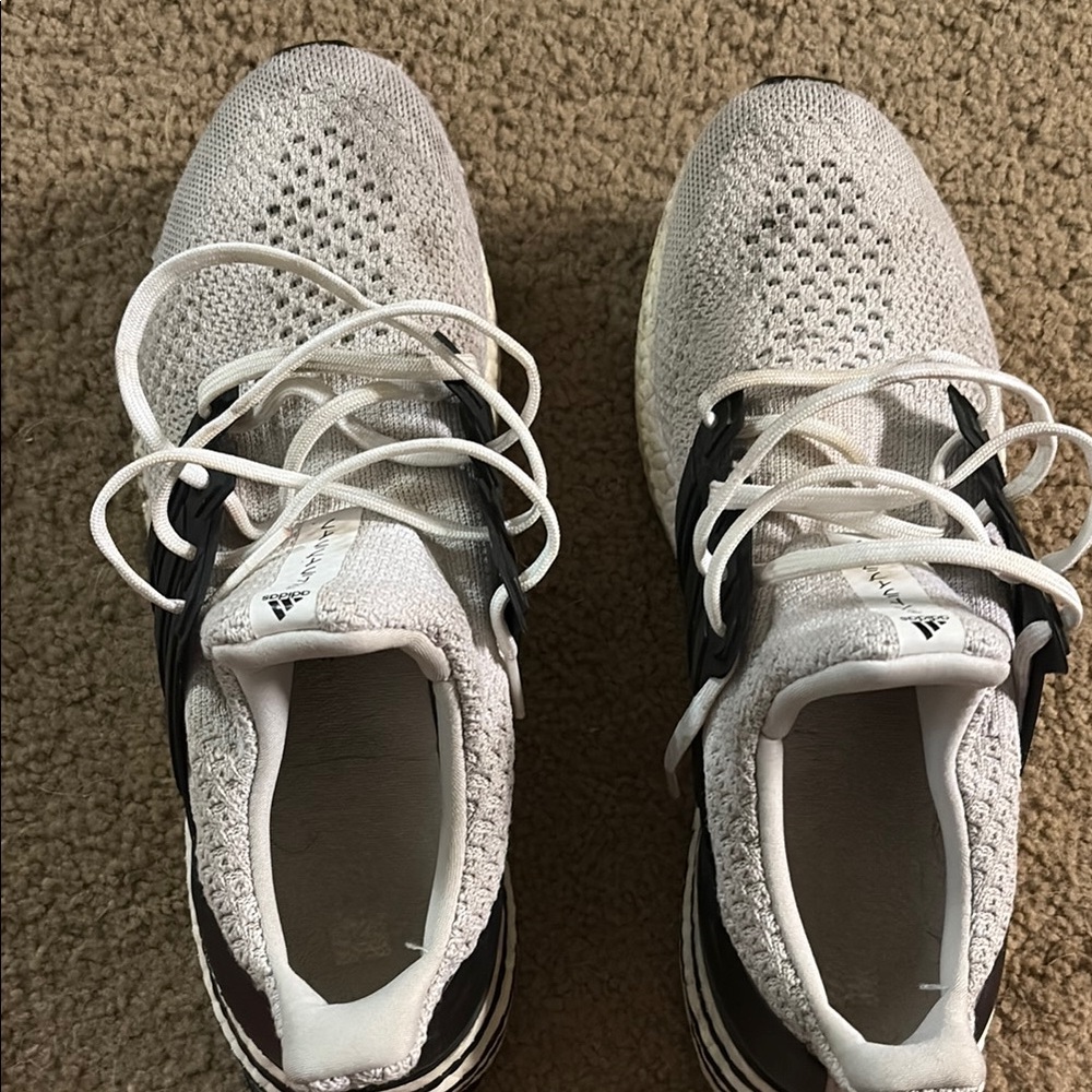Adidas Knit White and Black Running Shoes